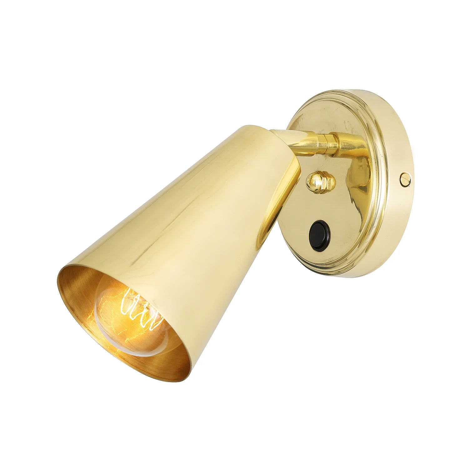 Cashel Adjustable Brass Cone Wall Light 12cm