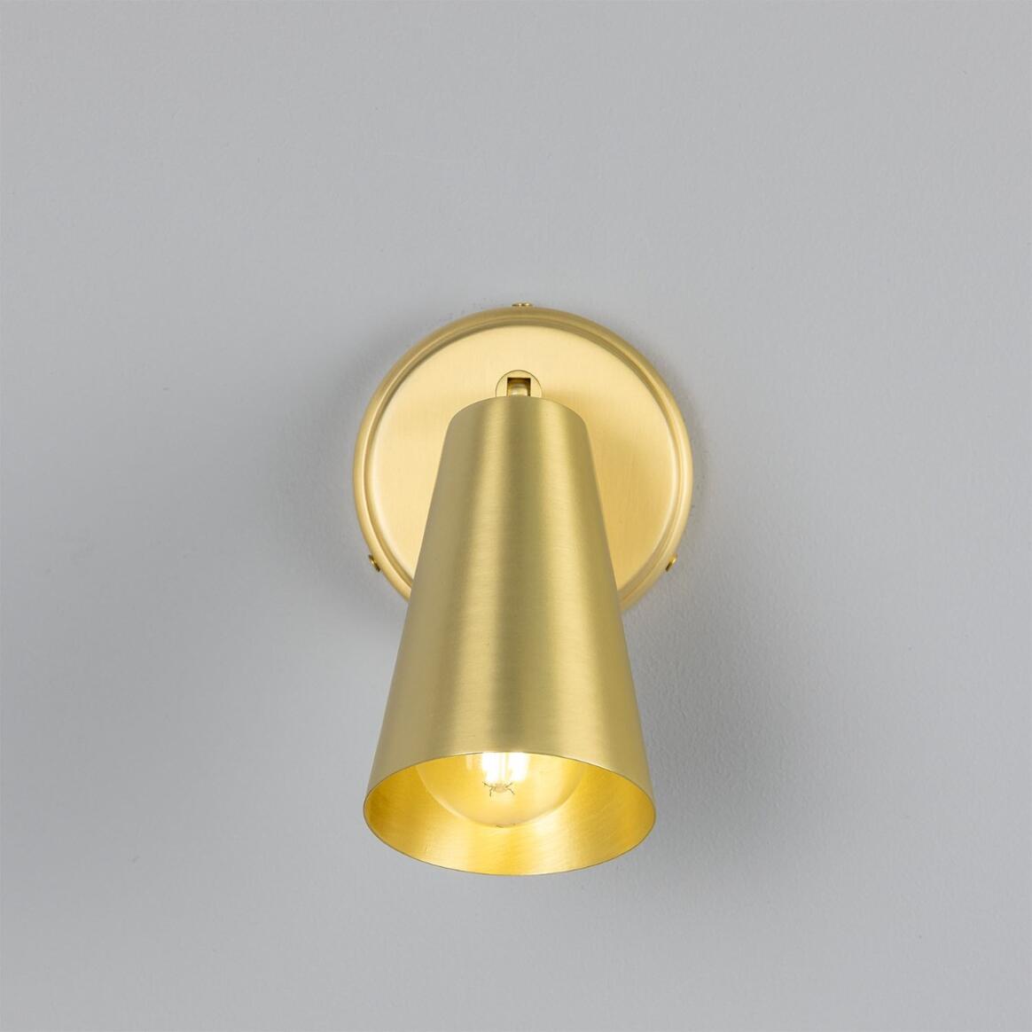 Cashel Adjustable Brass Cone Wall Light 12cm
