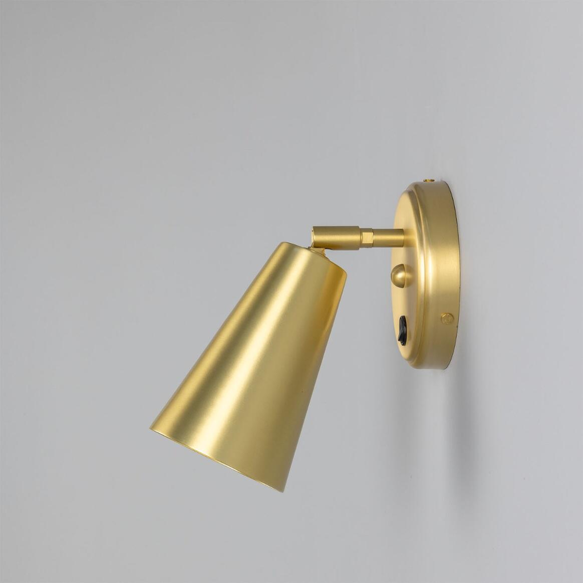 Cashel Adjustable Brass Cone Wall Light 12cm