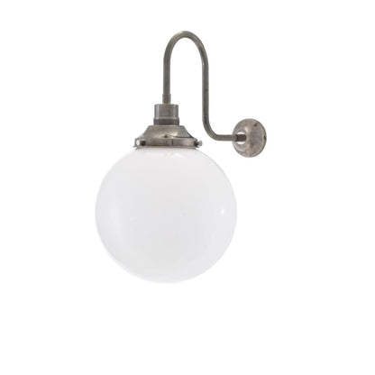 Yerevan Opal Glass Globe Swan Neck Wall Light 25cm