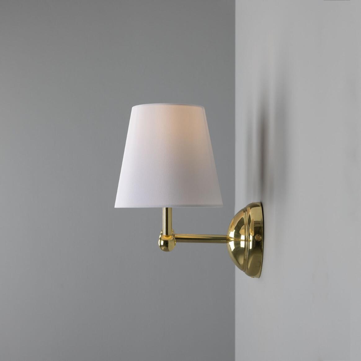 Busan Modern Brass Double Wall Light with Fabric Shades