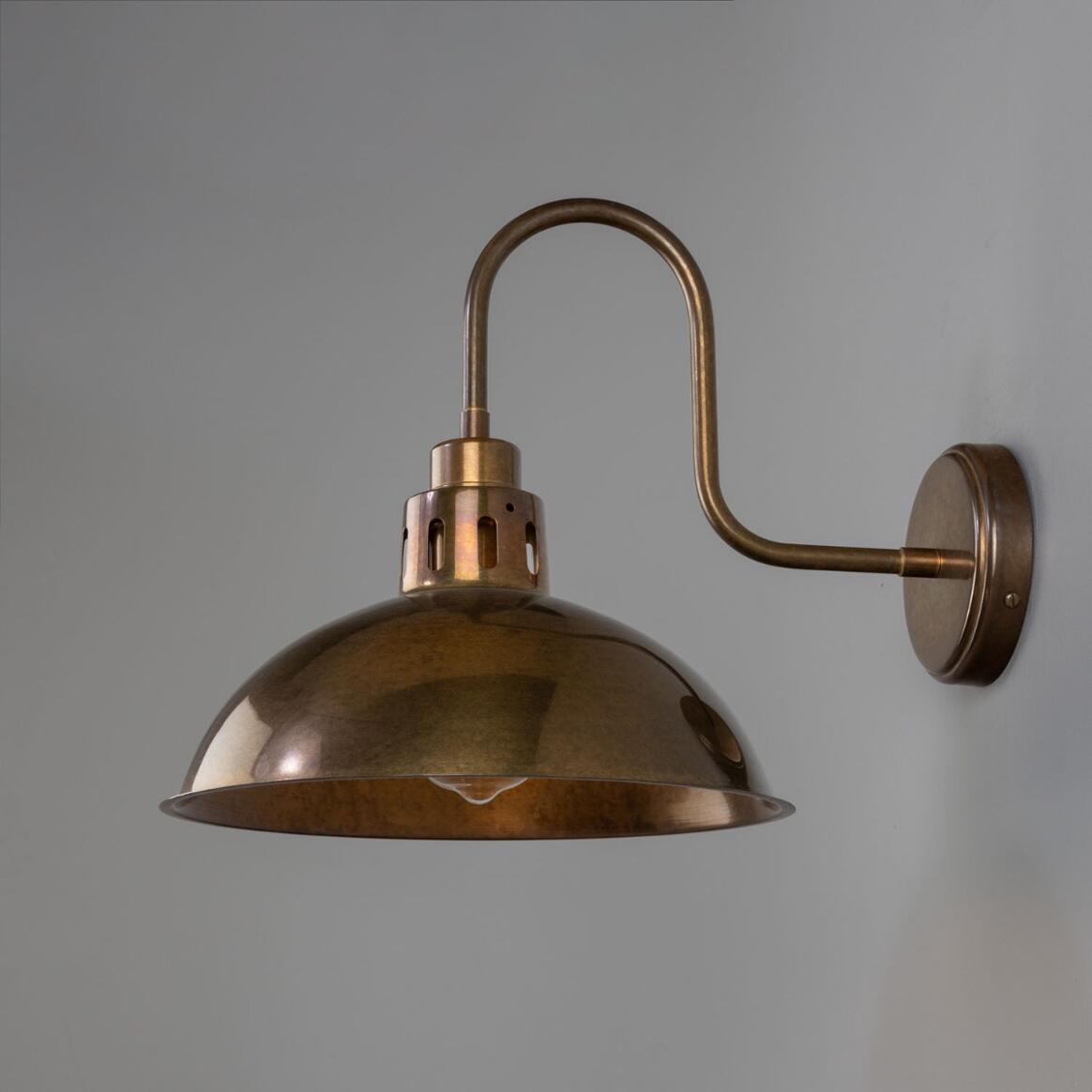 Paris Industrial Brass Swan Neck Wall Light 30cm
