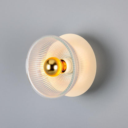 Eclipse Coloured Brass and Prismatic Glass Dish Wall Light