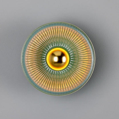 Eclipse Coloured Brass and Prismatic Glass Dish Wall Light