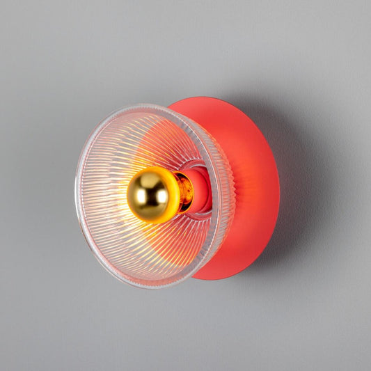 Eclipse Coloured Brass and Prismatic Glass Dish Wall Light