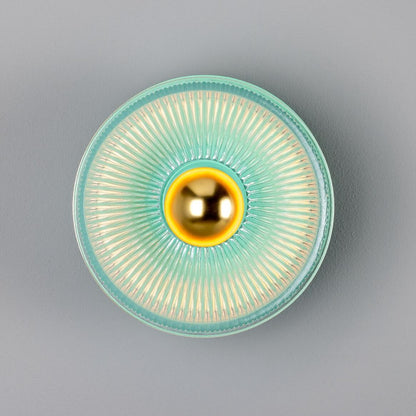 Eclipse Coloured Brass and Prismatic Glass Dish Wall Light