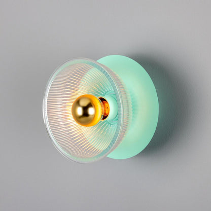 Eclipse Coloured Brass and Prismatic Glass Dish Wall Light