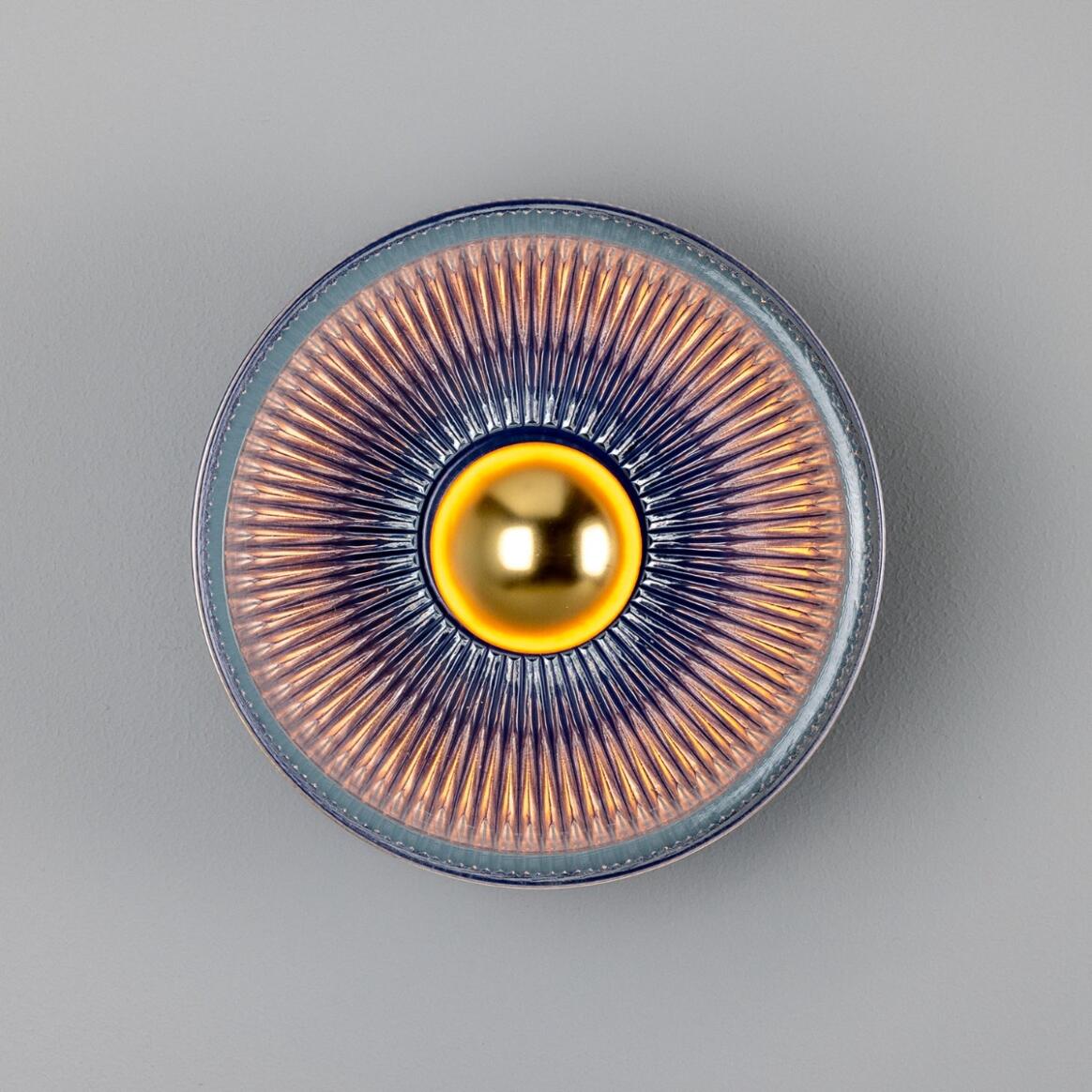 Eclipse Coloured Brass and Prismatic Glass Dish Wall Light