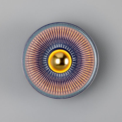 Eclipse Coloured Brass and Prismatic Glass Dish Wall Light