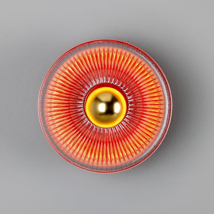 Eclipse Coloured Brass and Prismatic Glass Dish Wall Light