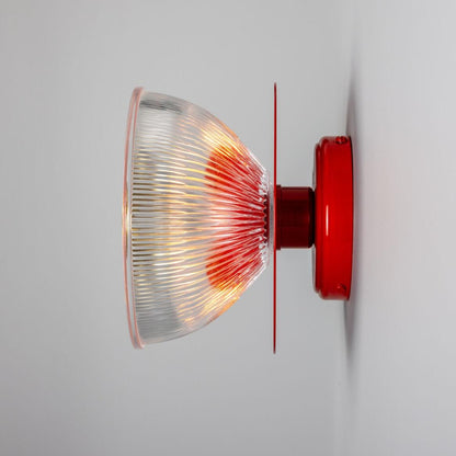 Eclipse Coloured Brass and Prismatic Glass Dish Wall Light
