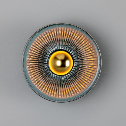 Eclipse Coloured Brass and Prismatic Glass Dish Wall Light