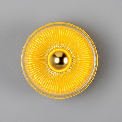 Eclipse Coloured Brass and Prismatic Glass Dish Wall Light