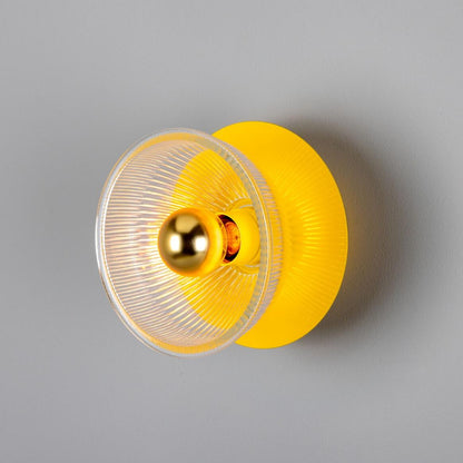 Eclipse Coloured Brass and Prismatic Glass Dish Wall Light