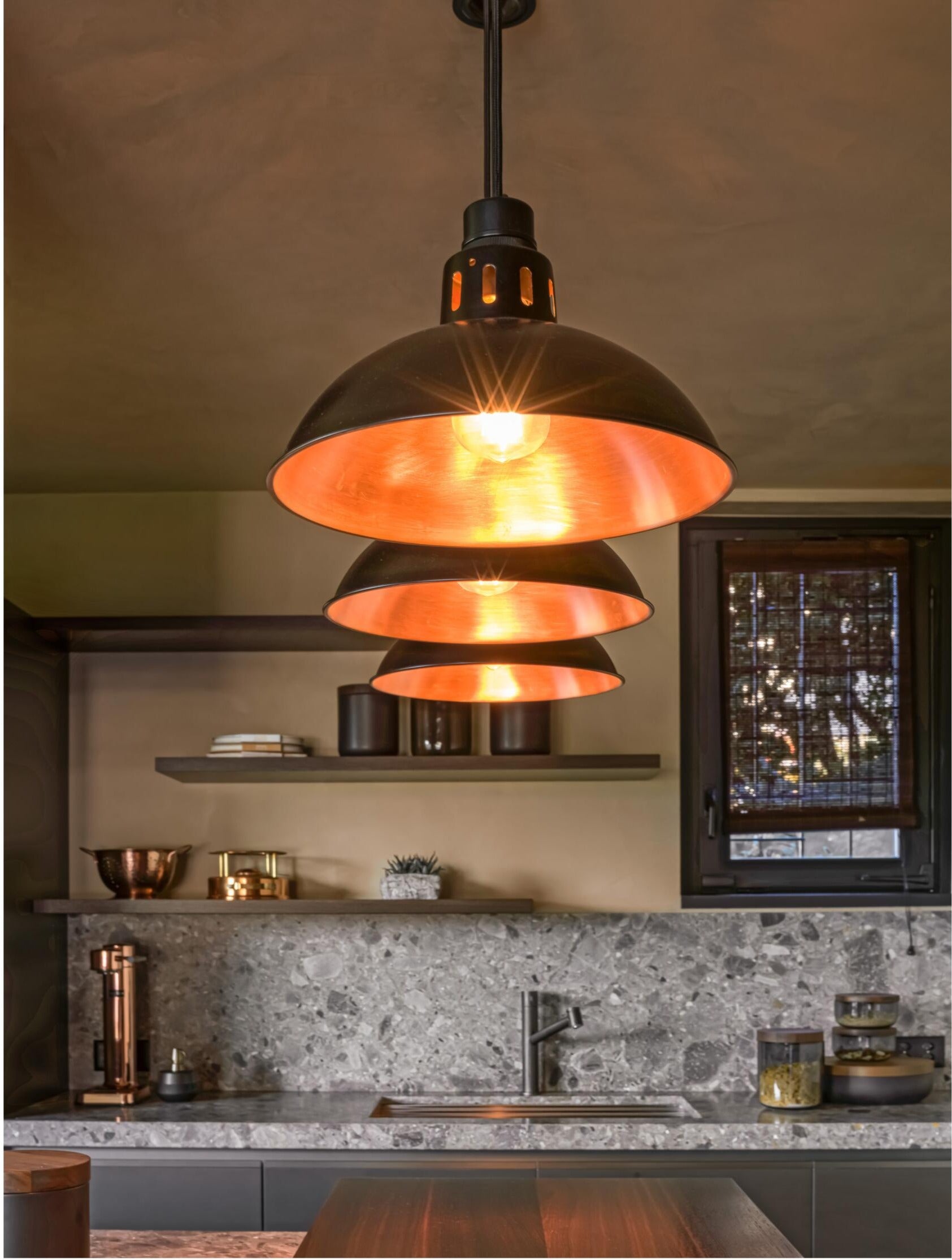 Paris Industrial Brass Pendant Light 30cm, product shot