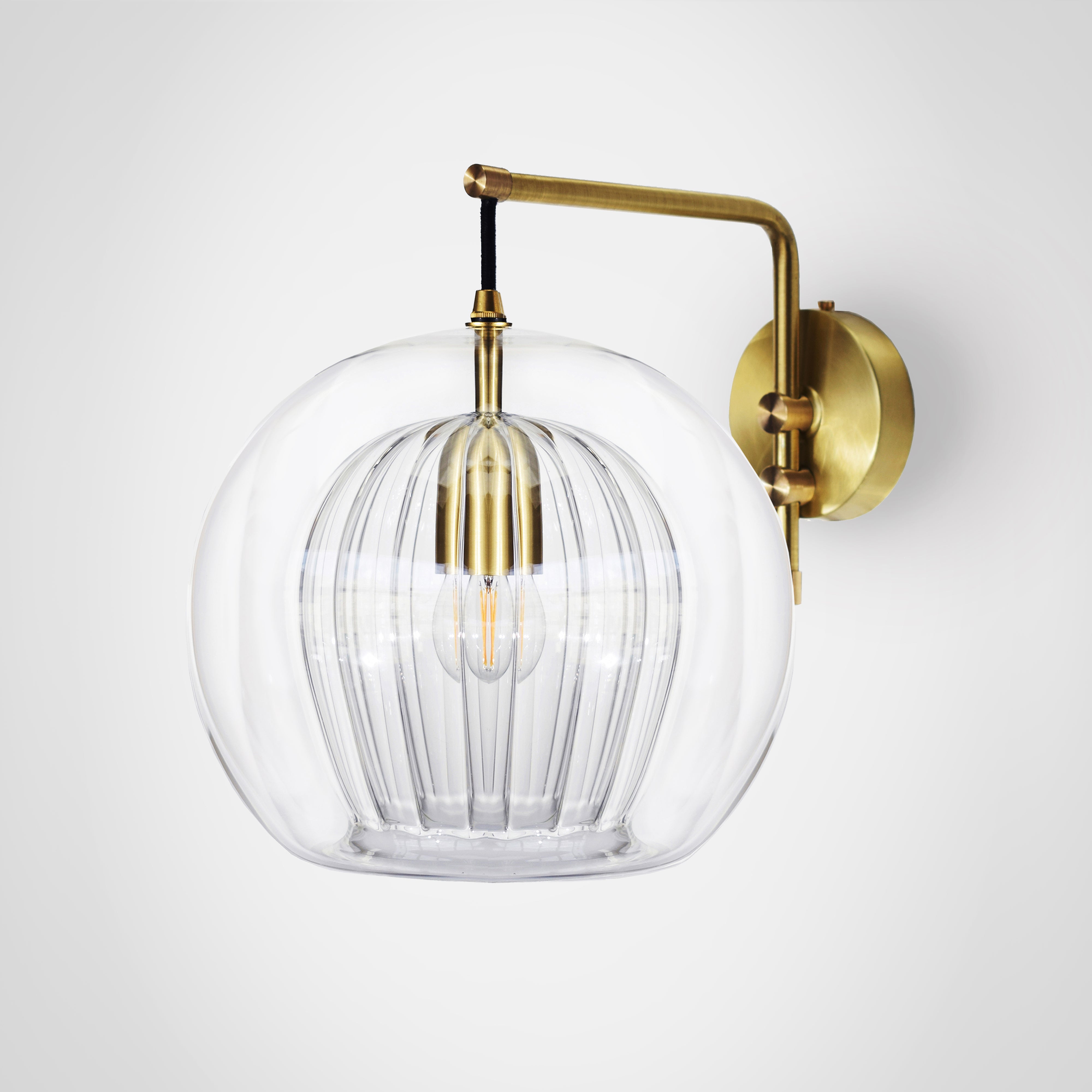Pleated Crystal Wall Light clear, side view.