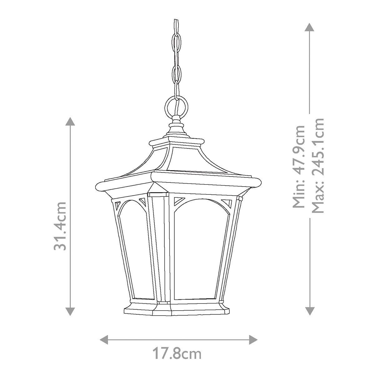 Bedford In Light Small Chain Lantern In Mystic Black