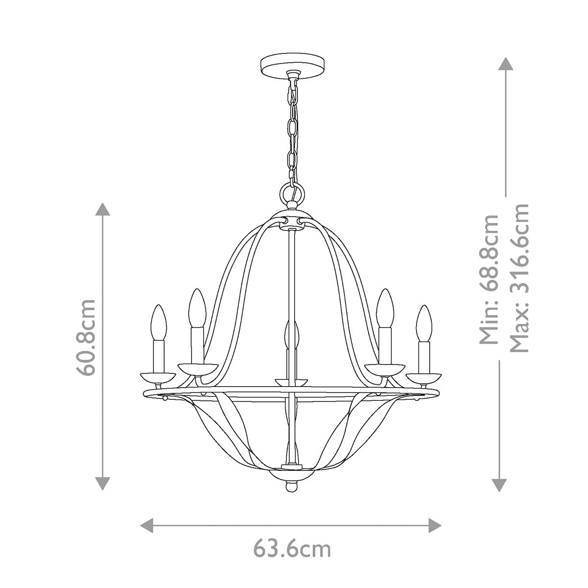 Bradbury Light Chandelier in Grey Ash