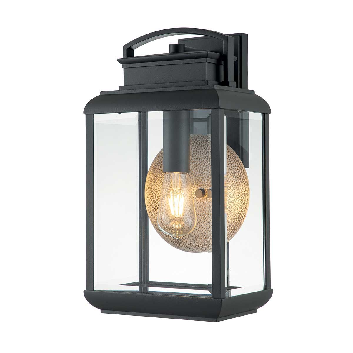 Byron Light Large Wall Lantern in Graphite with Pewter Reflector