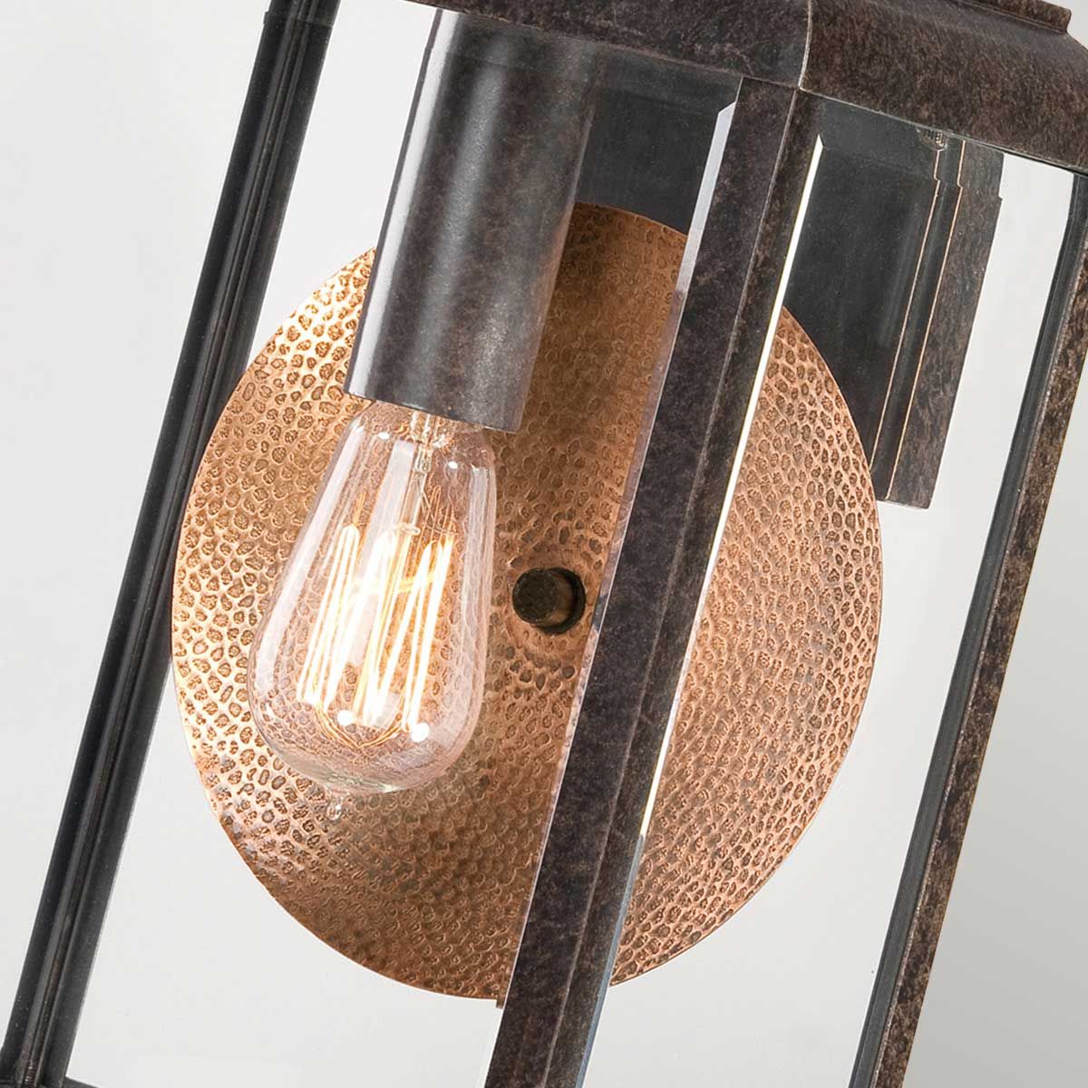 Byron Light Large Wall Lantern in Imperial Bronze with Copper Reflector