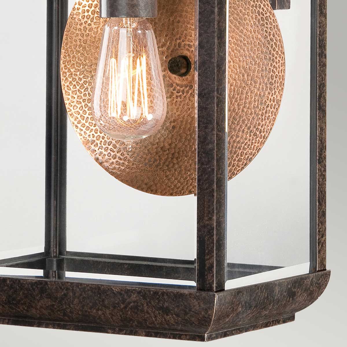 Byron Light Large Wall Lantern in Imperial Bronze with Copper Reflector