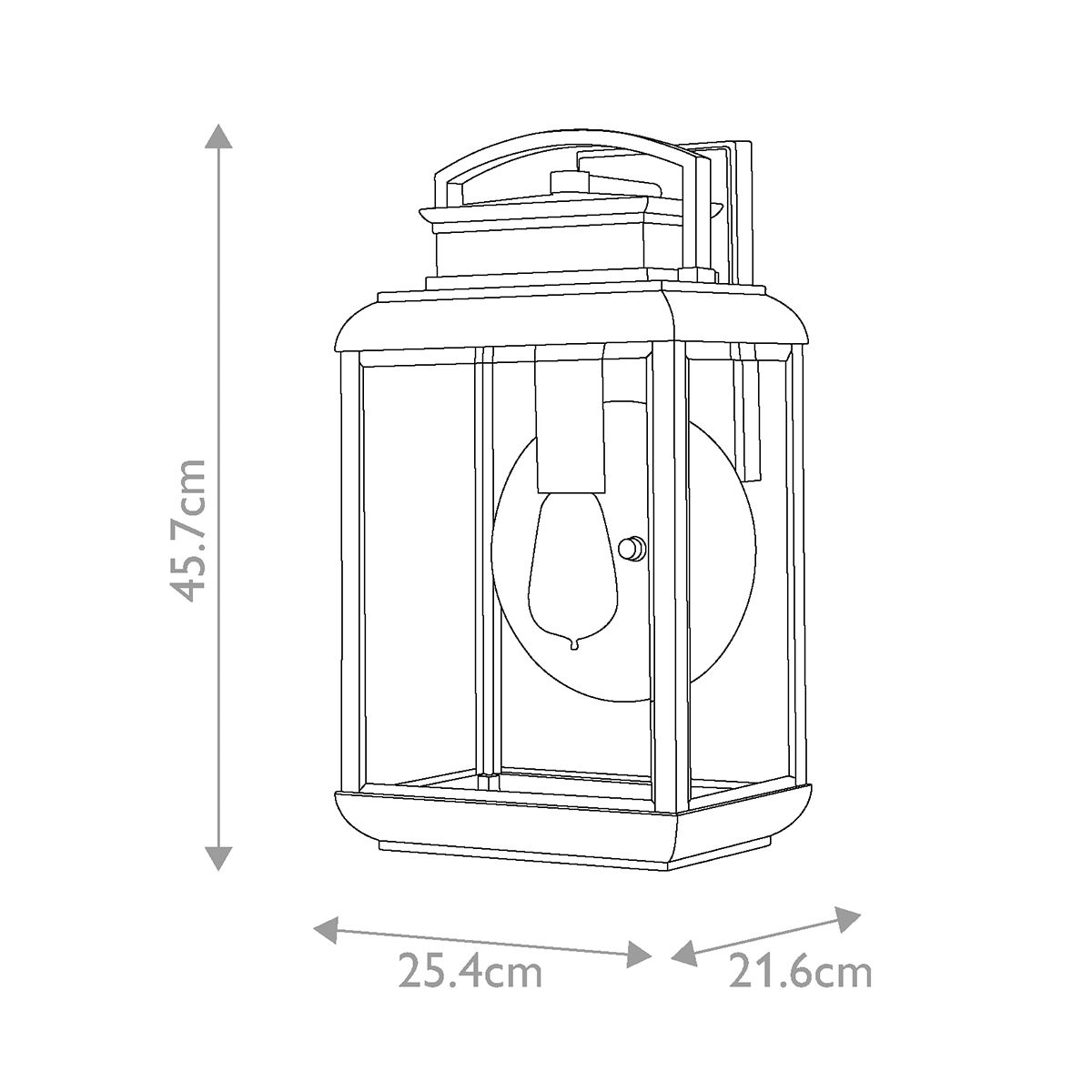 Byron Light Large Wall Lantern in Graphite with Pewter Reflector