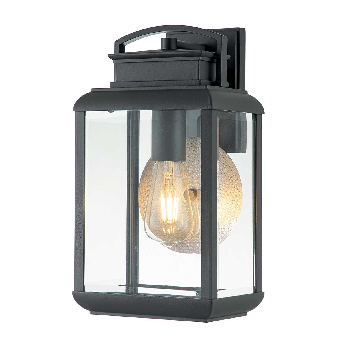 Byron Light Medium Wall Lantern in Graphite with Pewter Reflector