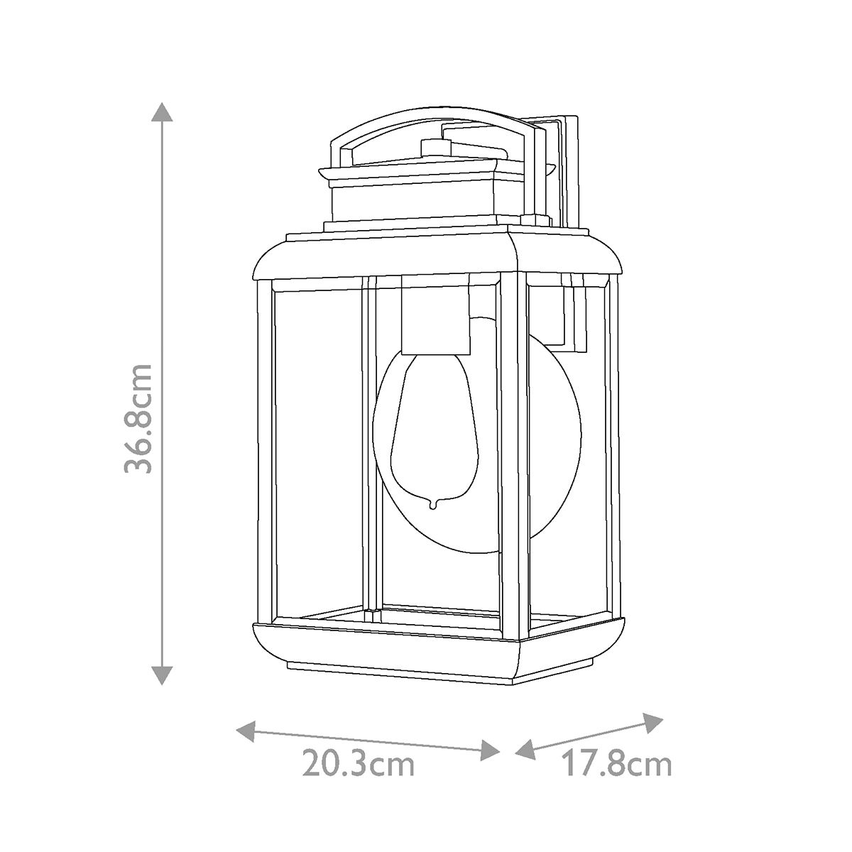 Byron Light Medium Wall Lantern in Graphite with Pewter Reflector