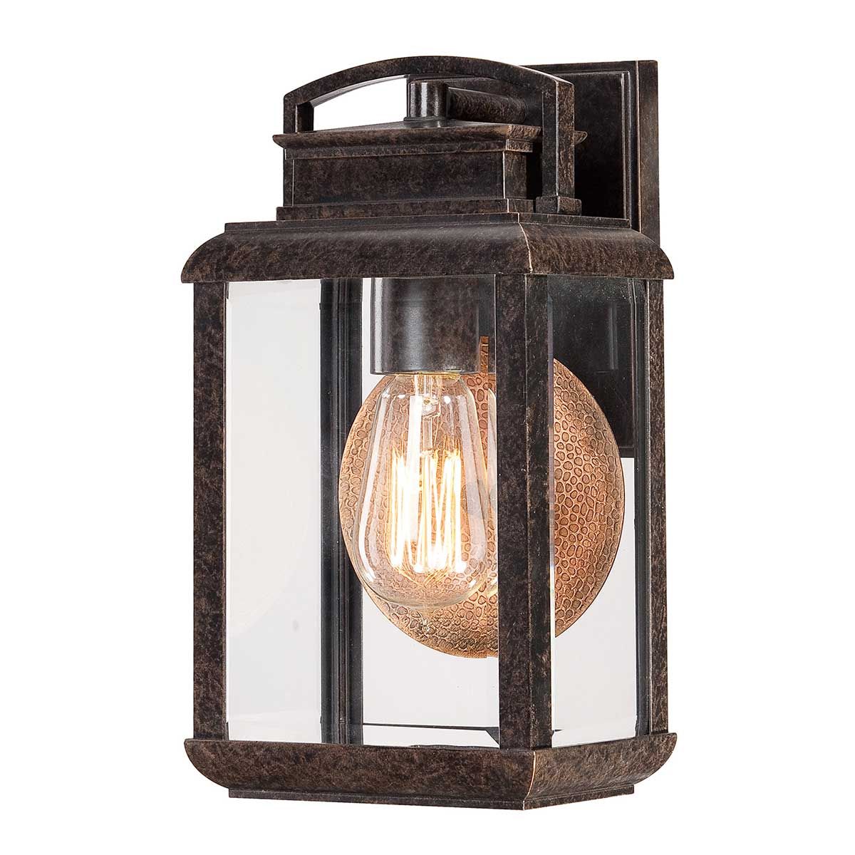 Byron Light Small Wall Lantern in Imperial Bronze with Copper Reflector