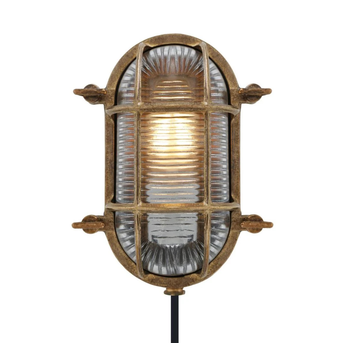 Ruben Small Brass Oval Marine Light 20cm