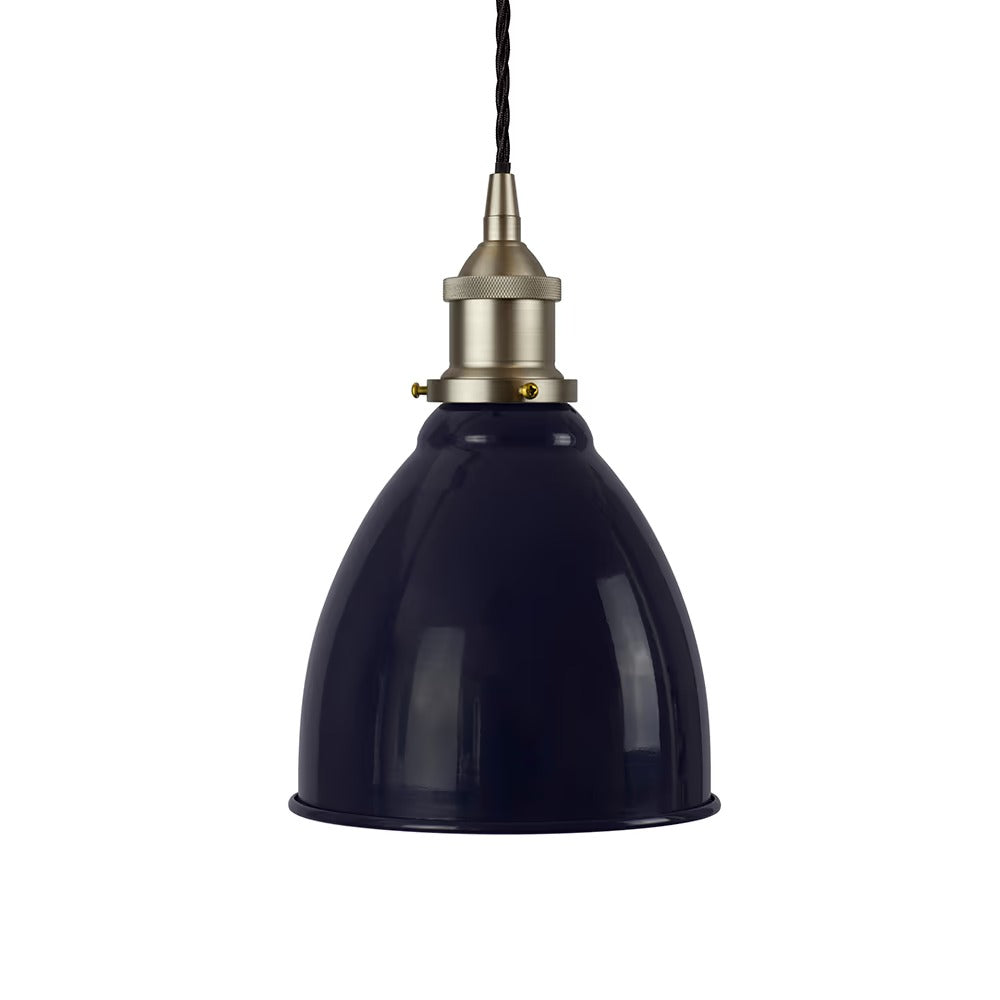 Classic Painted Small Pendant Light in Squid Ink Blue