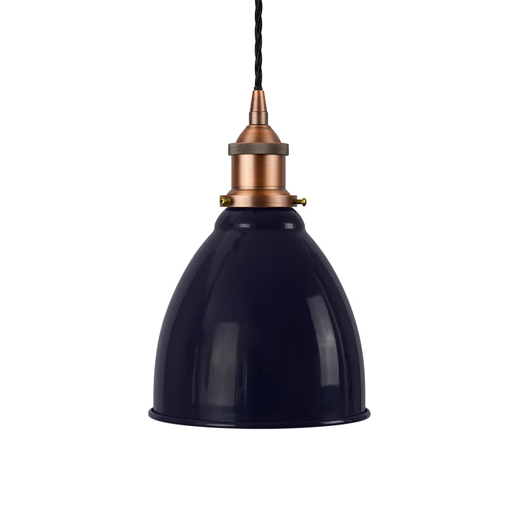 Classic Painted Small Pendant Light in Squid Ink Blue