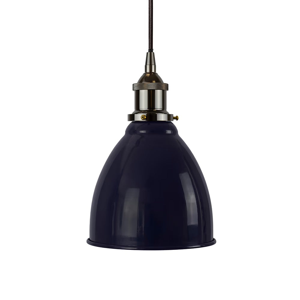 Classic Painted Small Pendant Light in Squid Ink Blue