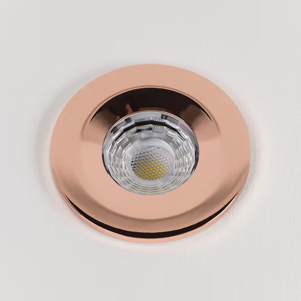 Soho Rose Gold LED Downlights, Fire Rated, Fixed, IP65, CCT Switch, High CRI, Dimmable