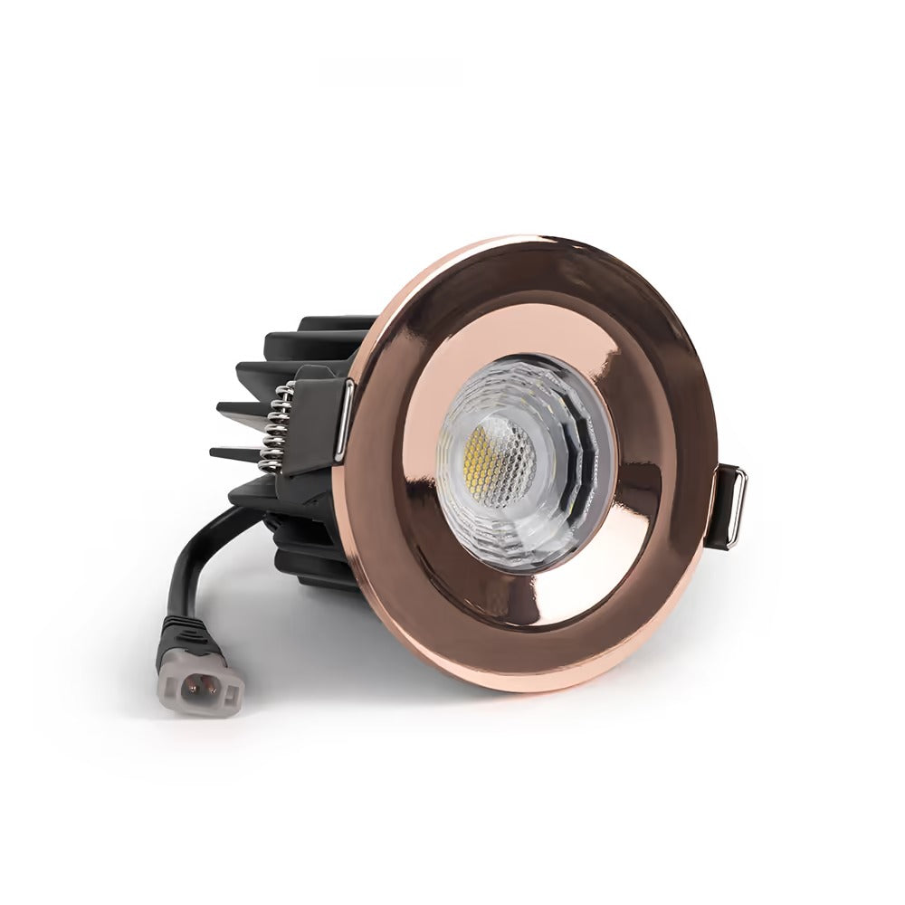 Soho Rose Gold LED Downlights, Fire Rated, Fixed, IP65, CCT Switch, High CRI, Dimmable