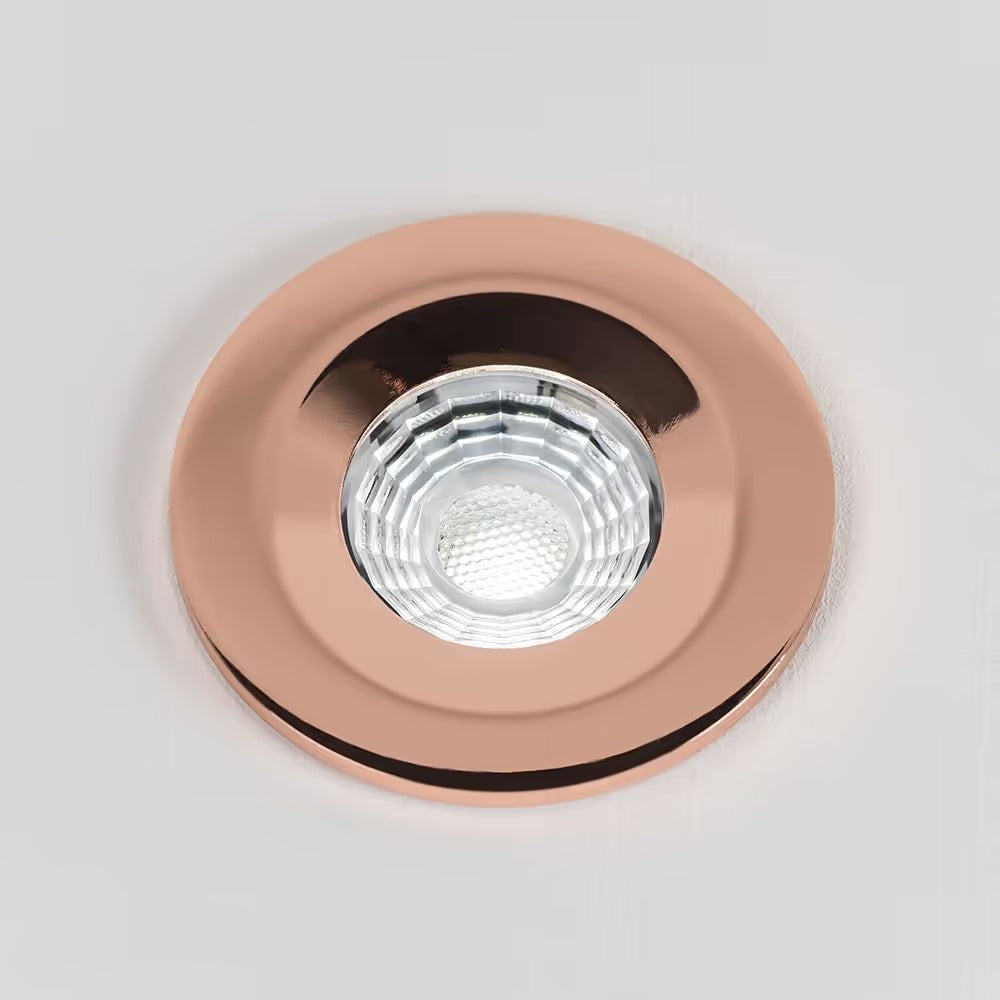 Soho Polished Copper LED Downlights, Fire Rated, Fixed, IP65, CCT Switch, High CRI, Dimmable