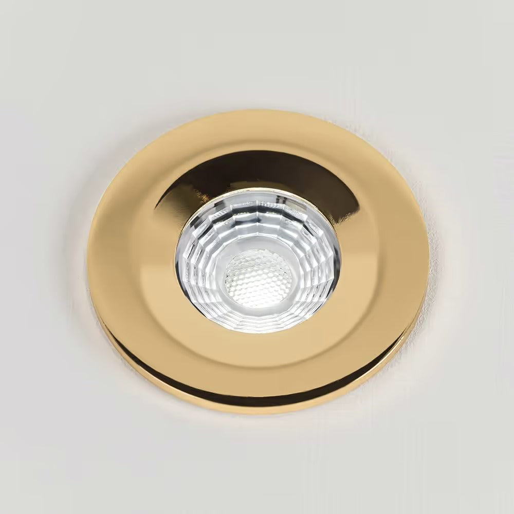 Soho Polished Brass LED Downlights, Fire Rated, Fixed, IP65, CCT Switch, High CRI, Dimmable