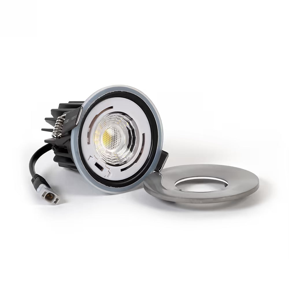 Soho Pewter LED Downlights, Fire Rated, Fixed, IP65, CCT Switch, High CRI, Dimmable