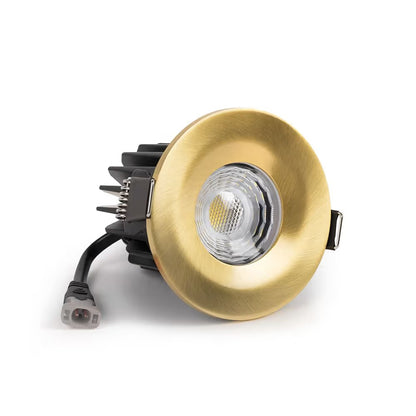 Soho Brushed Gold LED Downlights, Fire Rated, Fixed, IP65, CCT Switch, High CRI, Dimmable