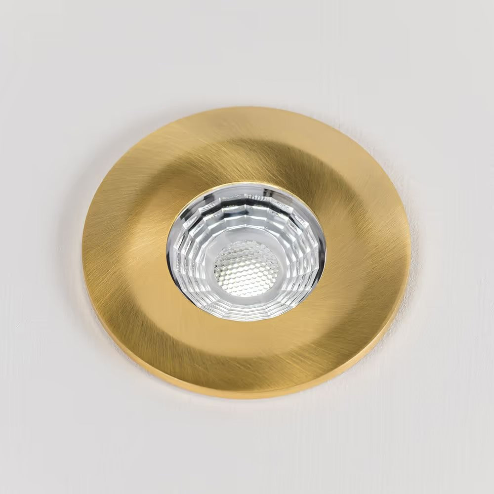 Soho Brushed Gold LED Downlights, Fire Rated, Fixed, IP65, CCT Switch, High CRI, Dimmable