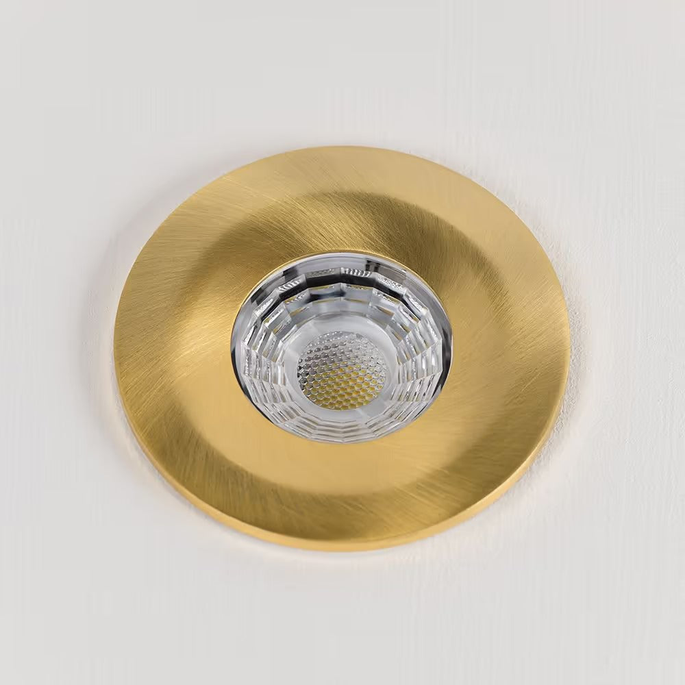 Soho Brushed Gold LED Downlights, Fire Rated, Fixed, IP65, CCT Switch, High CRI, Dimmable