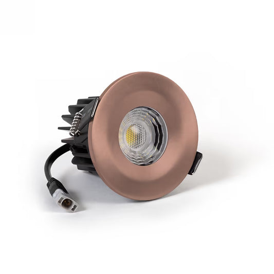 Soho Satin Rose Gold LED Downlights, Fire Rated, Fixed, IP65, CCT Switch, High CRI, Dimmable