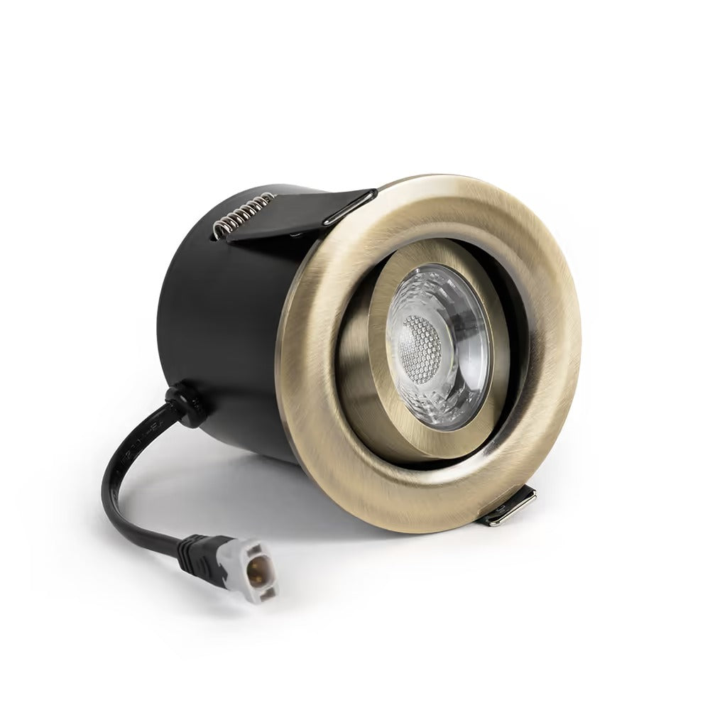 Soho Lighting Antique Brass 3K Warm White Tiltable LED Downlights, Fire Rated, IP44, High CRI, Dimmable