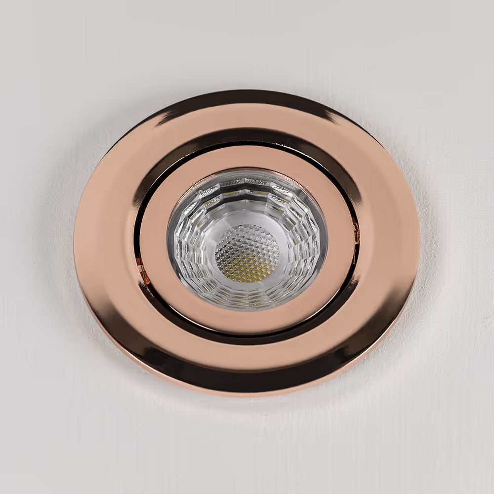 Soho Lighting Rose Gold 3K Warm White Tiltable LED Downlights, Fire Rated, IP44, High CRI, Dimmable