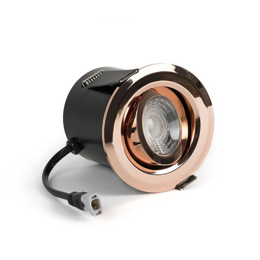 Soho Lighting Rose Gold 3K Warm White Tiltable LED Downlights, Fire Rated, IP44, High CRI, Dimmable