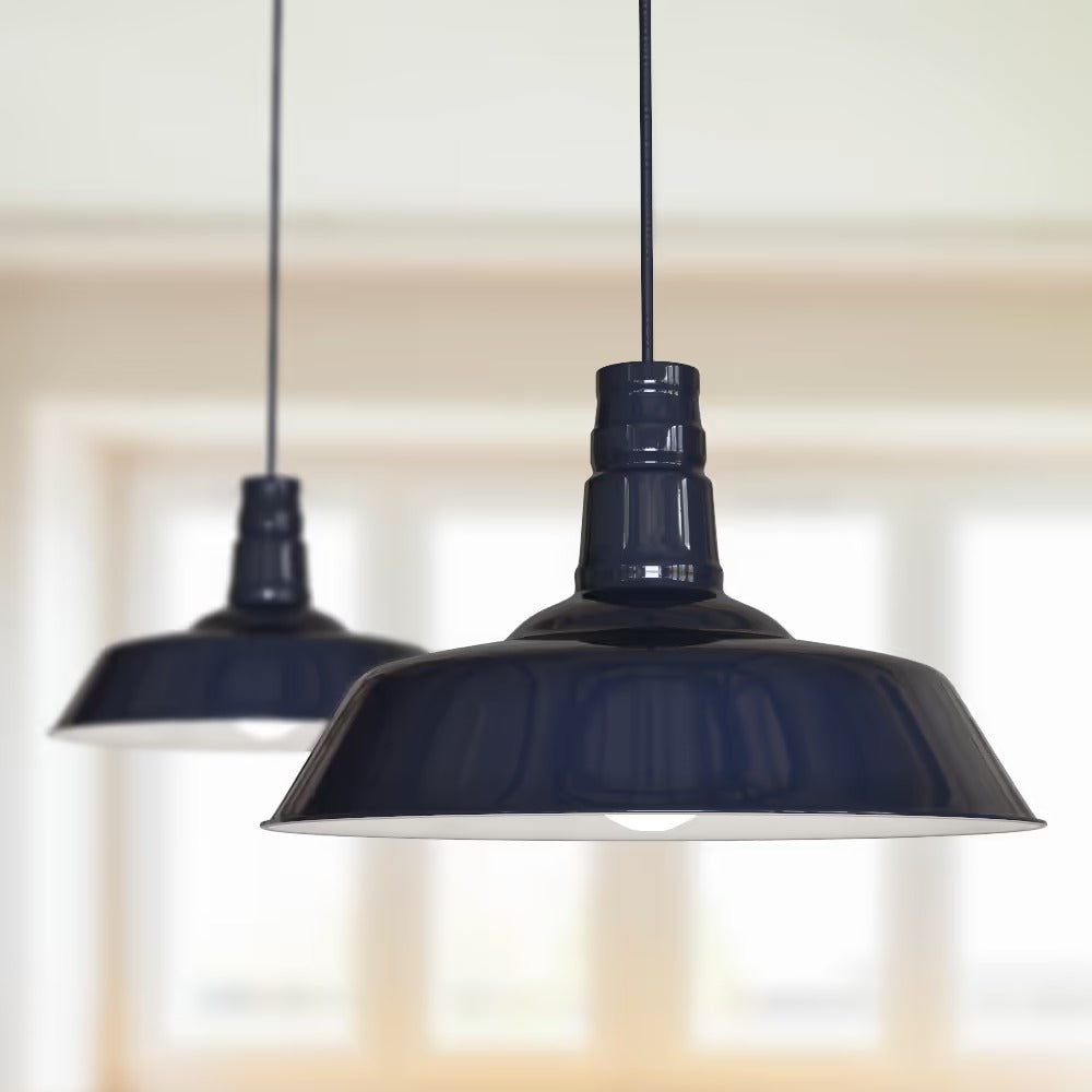 Argyll Industrial Pendant Light in Squid Ink Blue