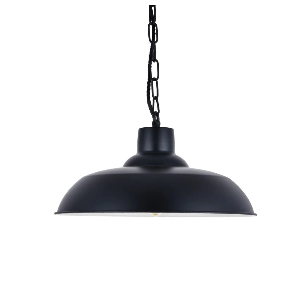 Portland Reclaimed Style Pendant Light in Matt Black