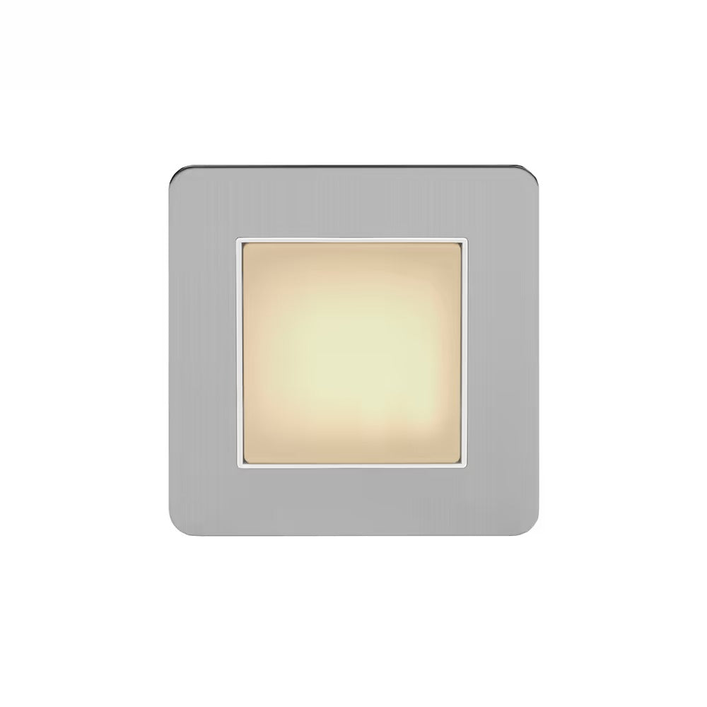 The Lombard Collection Brushed Chrome Flat Plate LED Stair Light - Warm White