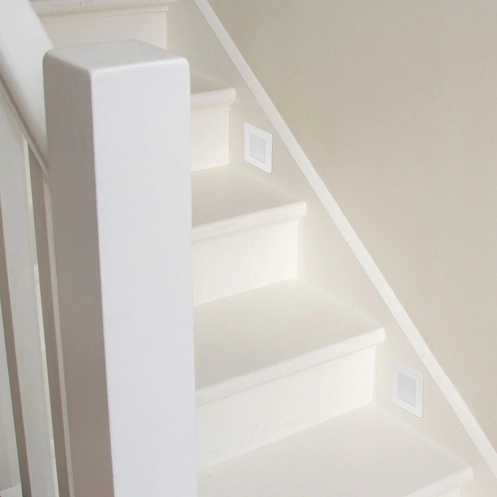 The Eldon Collection White Metal Flat Plate LED Stair Light - Warm White