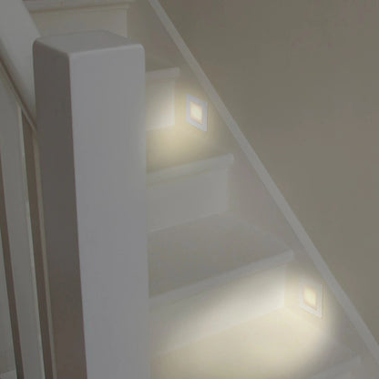 The Eldon Collection White Metal Flat Plate LED Stair Light - Warm White
